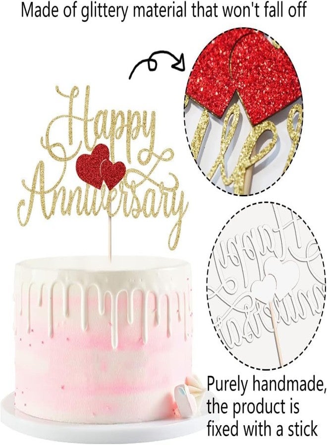Confetti! Gold Glitter Happy Anniversary Cake Topper - Premium Decoration for Company Anniversaries, Wedding Anniversaries - Stunning Party Supplies, Elegant Décor, and Memorable Celebrations - Image 4